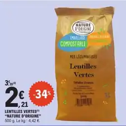 E.Leclerc NATURE D'ORIGINE Lentilles vertes offre