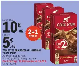 E.Leclerc CÔTE D'OR Tablettes de chocolat l'original offre