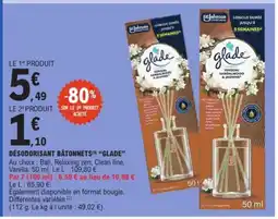 E.Leclerc GLADE Désodorisant bâtonnets offre