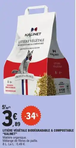 E.Leclerc KALINET Litière végétale biodégradable & compostable offre