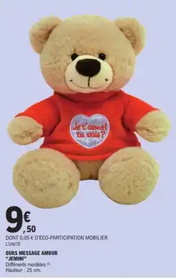 E.Leclerc JEMINI Ours message amour offre
