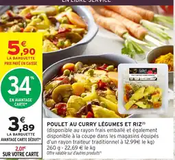 Intermarché Poulet au curry légumes et riz offre