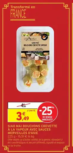 Intermarché MERVEILLES D'ASIE Siao mai bouchons crevette à la vapeur avec sauces offre