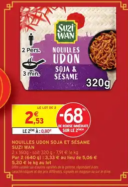 Intermarché SUZI WAN Nouilles udon soja et sésame offre