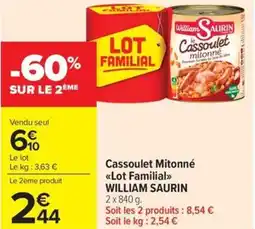 Carrefour Market Cassoulet mitonné lot familial william saurin offre