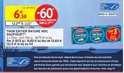 Intermarché SAUPIQUET Thon entier nature msc offre