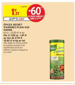 Intermarché KNORR Épices secret d'arômes plein sud offre