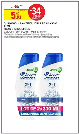 Intermarché HEAD & SHOULDERS Shampooing antipelliculaire classic 2en1 offre