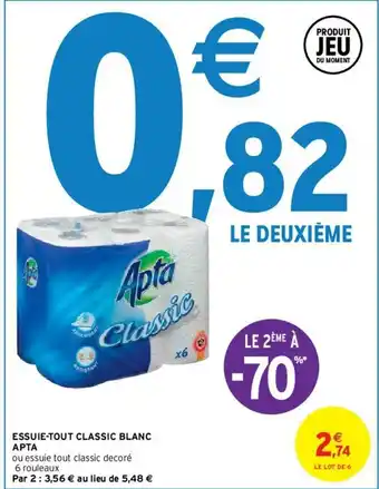 Intermarché Hyper Essuie-Tout Classic Blanc Apta offre