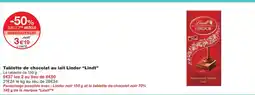 Monoprix LINDT Tablette de chocolat au lait Lindor offre