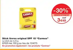 Monoprix CARMEX Stick lèvres original SPF 15 offre