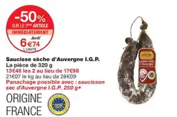 Monoprix Saucisse sèche d'Auvergne I.G.P. offre