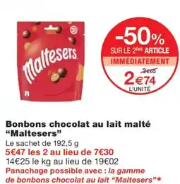Monoprix MALTESERS Bonbons chocolat au lait malté offre