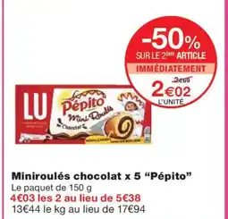 Monoprix PÉPITO Mini roulés chocolat x 5 offre