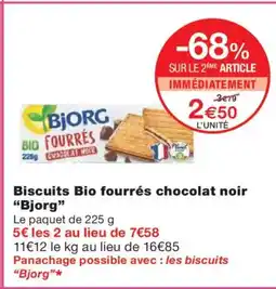 Monoprix BJORG Biscuits Bio fourrés chocolat noir offre