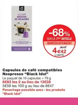 Monoprix BLACK IDOL Capsules de café compatibles Nespresso offre