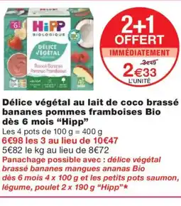 Monoprix HIPP Délice végétal au lait de coco brassé b dès 6 mois offre