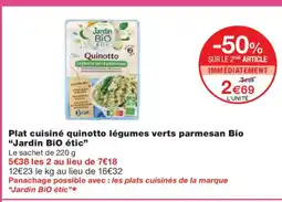 Monoprix JARDIN BIO Plat cuisiné quinotto légumes verts parmesan Bio offre