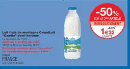 Monoprix CANDIA Lait frais de montagne Grand Lait demi-écrémé offre