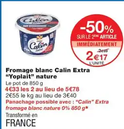 Monoprix YOPLAIT Fromage blanc Calin Extra nature offre