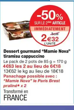 Monoprix MAMIE NOVA Dessert gourmand tiramisu cappuccino offre