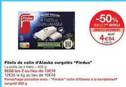Monoprix FINDUS Filets de colin d'Alaska surgelés offre