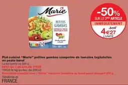 Monoprix MARIE Plat cuisiné petites gambas compotée de tomates tagliatelles au pesto bœuf offre
