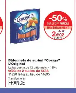 Monoprix CORAYA Bâtonnets de surimi L'Original offre