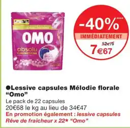 Monoprix OMO Lessive capsules Mélodie florale offre