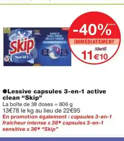 Monoprix SKIP Lessive capsules 3-en-1 active clean offre