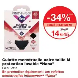 Monoprix NANA Culotte menstruelle noire taille M protection lavable offre