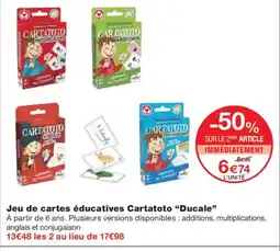 Monoprix DUCALE Jeu de cartes éducatives Cartatoto offre