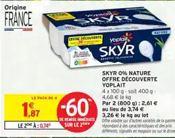 Intermarché Contact Skyr 0% nature offre découverte yoplait offre