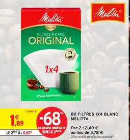 Intermarché Contact 80 filtres 1x4 blanc melitta offre