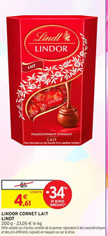 Intermarché Contact Lindor cornet lait lindt offre