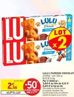 Intermarché Contact Lulu l'ourson chocolat offre
