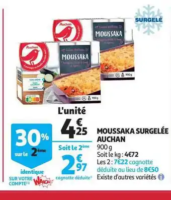 Auchan Moussaka Surgelée Auchan offre