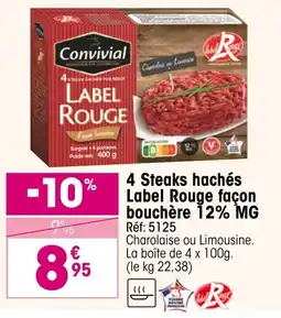 Croque Gel 4 steaks hachés label rouge façon bouchère 12% mg offre