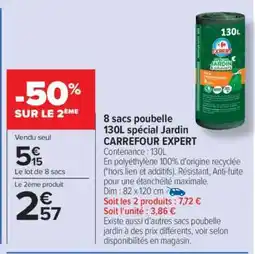 Carrefour 8 sacs poubelle 130L spécial Jardin CARREFOUR EXPERT offre