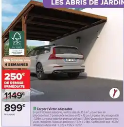 Carrefour Carport Victor adossable offre