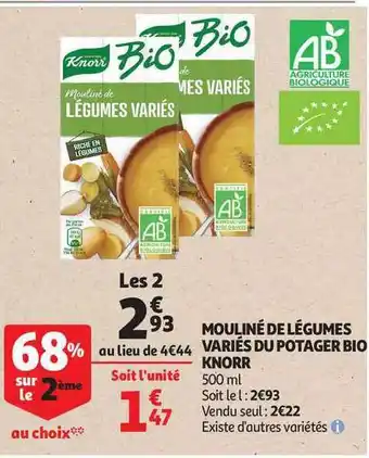 Auchan Mouliné De Légumes Variés Du Potager Bio Knorr offre