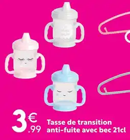 Maxi Bazar Tasse de transition anti-fuite avec bec rose 21cl offre