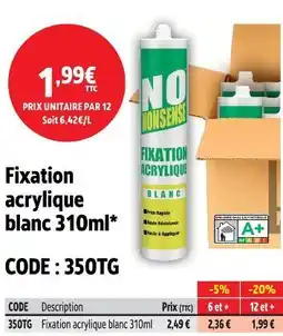 Screwfix No nonsense fixation acrylique blanc offre