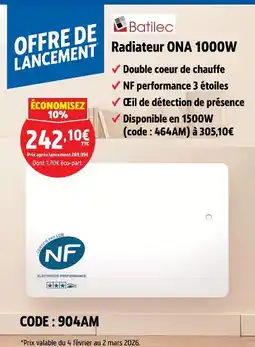 Screwfix Radiateur ona 1000w offre