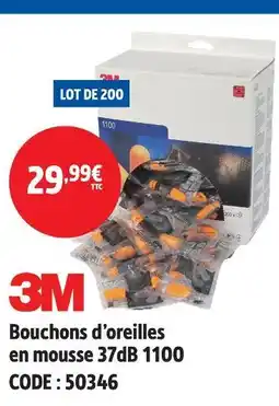 Screwfix 3m bouchons d'oreilles en mousse 37db 1100 offre