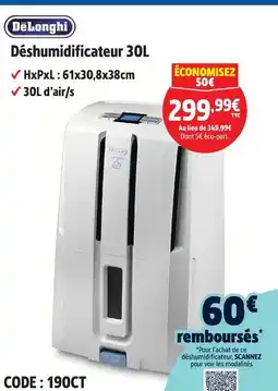 Screwfix Delonghi déshumidificateur 30l offre