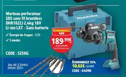 Screwfix Makita marteau perforateur sds sans fil brushless dhr182zj 2,4kg 18v li-ion lxt - sans batterie offre
