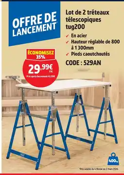 Screwfix Lot de 2 tréteaux télescopiques tug200 offre