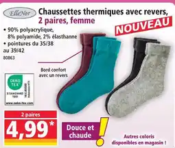 Norma Ellenor chaussettes thermiques avec revers, 2 paires, femme offre