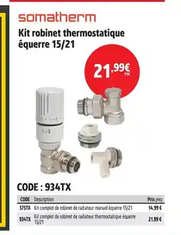 Screwfix Somatherm kit robinet manuel équerre 15/21 offre